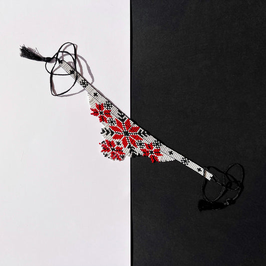 Red & Black Floral Motif from Central Ukraine