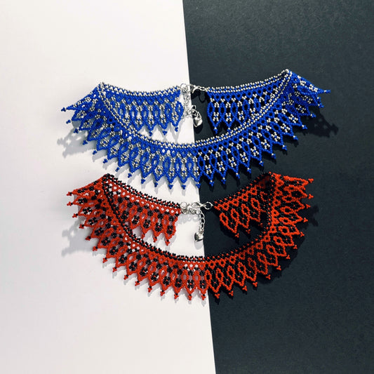 Threads of Tradition blue and red variants 